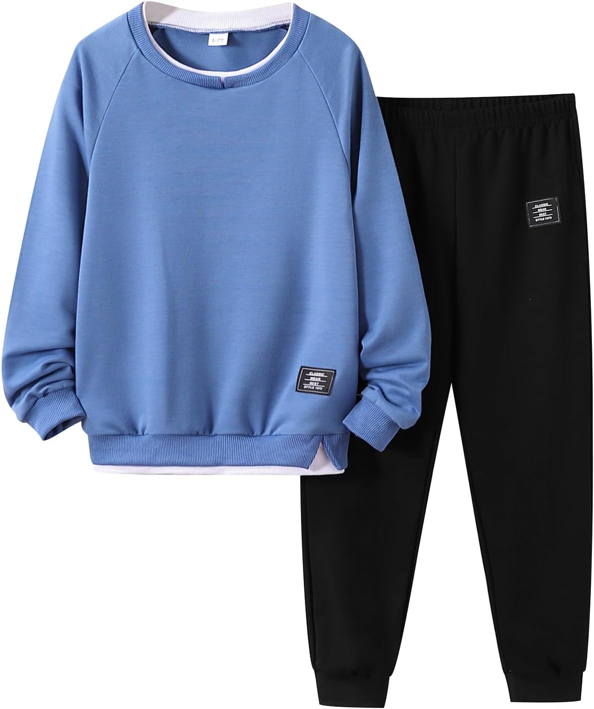 Voxikidio Kids Boys Clothes 3D Letter Print Long Sleeve Sweatshirt & Pant 2PCS Fall Outfits Size 6-12 Years