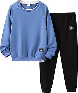 Kids Boys Clothes 3D Letter Print Long Sleeve Sweatshirt & Pant 2PCS Fall Outfits Size 6-12 Years