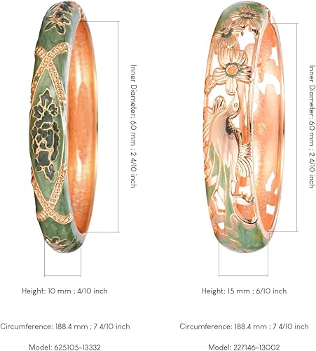 Miniatura 3 de wynameleri Vintage Cloisonne Jewelry - Pulseras hechas a mano con diamantes de imitación esmaltados y flores, pájaro dorado con bisagras, regalos 88A