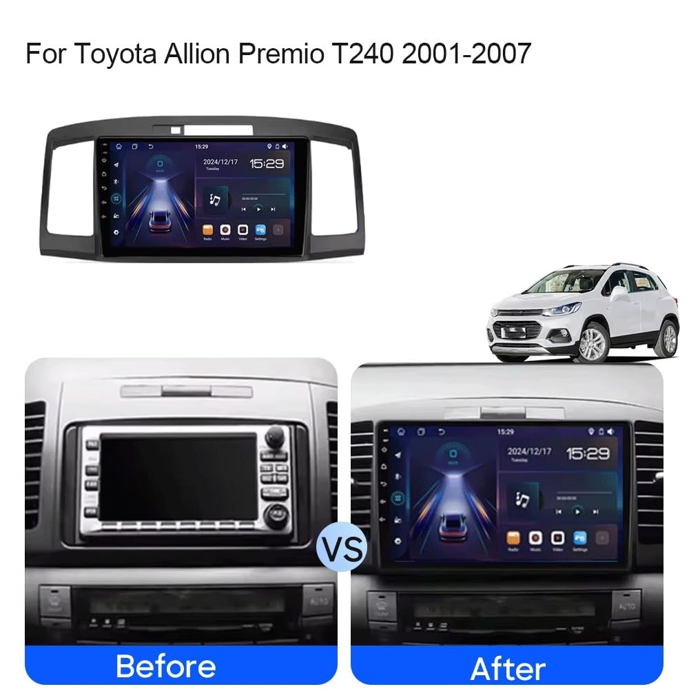Android 14Car Radio per Toyota Allion Premio T240 2001-2007 5G Ricevitore multimediale Digitale da 9 Pollici, Doppia Radio DIN con Schermo, Bluetooth(4Core 8227 2GB+32GB)