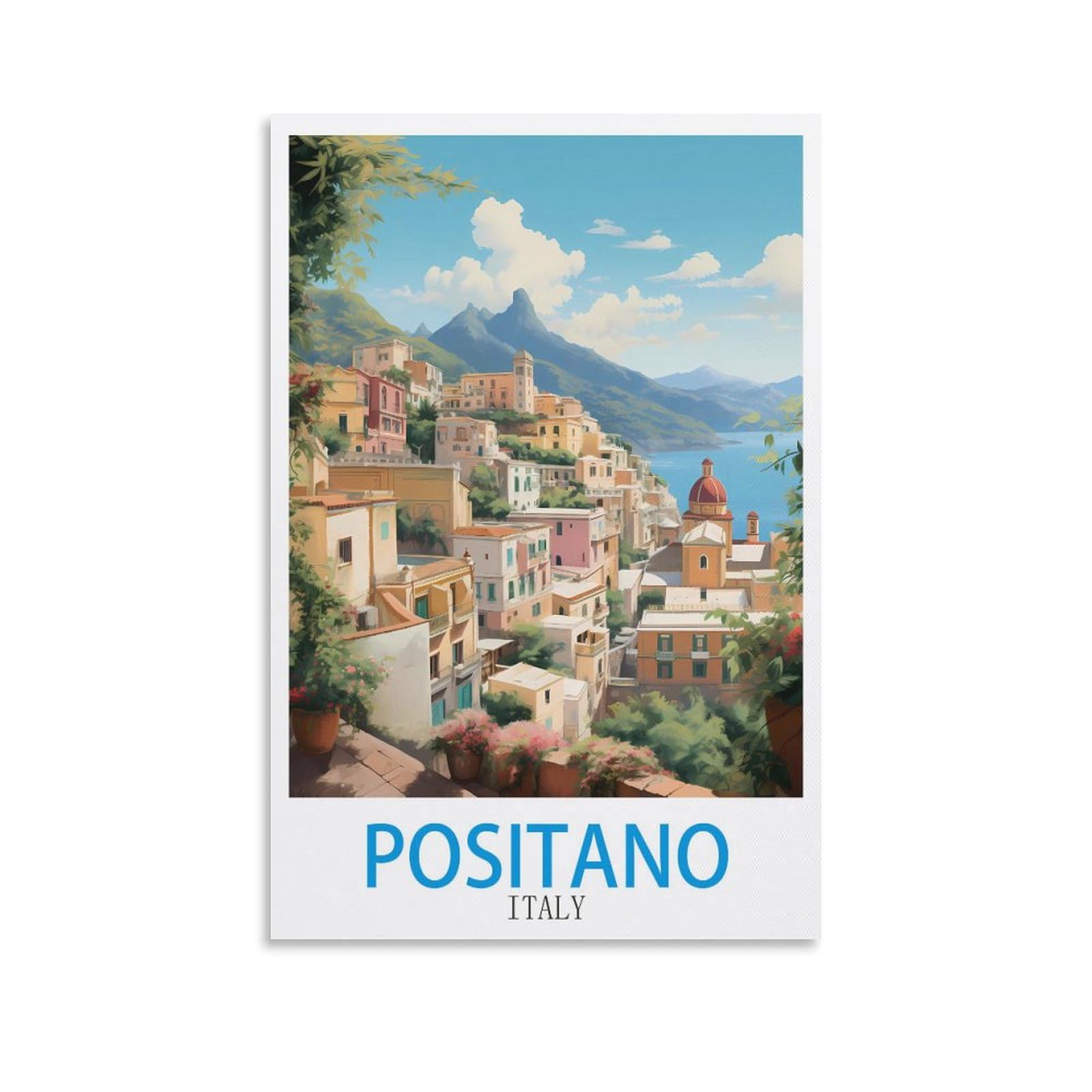 ZBBGGOZ Positano Italy Vintage Travel Posters 16x24inch(40x60cm) Canvas Wall Posters And Art Picture Print Modern Family Bedroom Decor