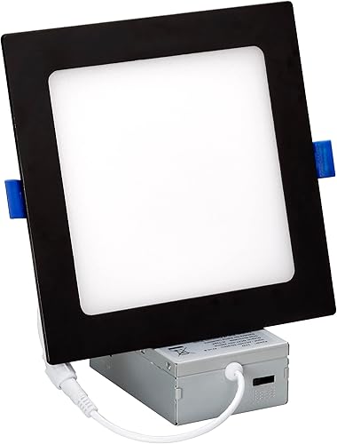 Miniatura 3 de Maxxima Foco empotrable LED cuadrado ultrafino de 6 pulgadas, 1000 lúmenes, borde negro, color seleccionable 2700 K3000 K3500 K4000 K5000 K,