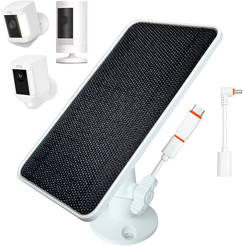 Carga de panel solar para cámara de anillo Ring Spotlight Cam PlusProbatería, batería de leva adherente, SimpliSafe, con cable conector USB tipo C y