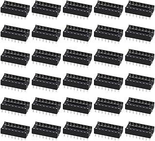 AllGIFT 30 Pcs 16 Pin 2.54mm Solder Type, Double Row 8PIN DIP Integrated Circuit IC Sockets Connector