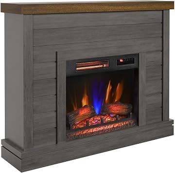 duraflame Shiplap Wall Mantel Electric Fireplace, Weathered Grey