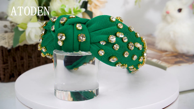 Amazon.com : Atoden Green Rhinestone Headband - Womens Wide  display picture 1