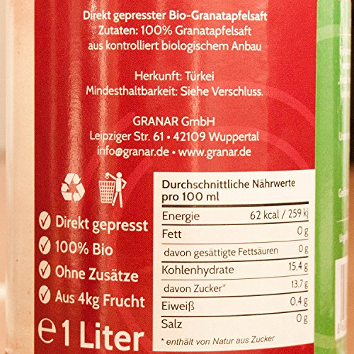 Granatapfelsaft BenOrganic 6 x 1 L – Bio Granatapfel Muttersaft