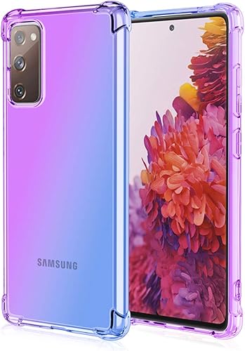 Osophter Funda para Galaxy S20 FE 5G transparente esquinas reforzadas TPU absorción de golpes flexible para Samsung Galaxy S20 FE 5G (morado azul)