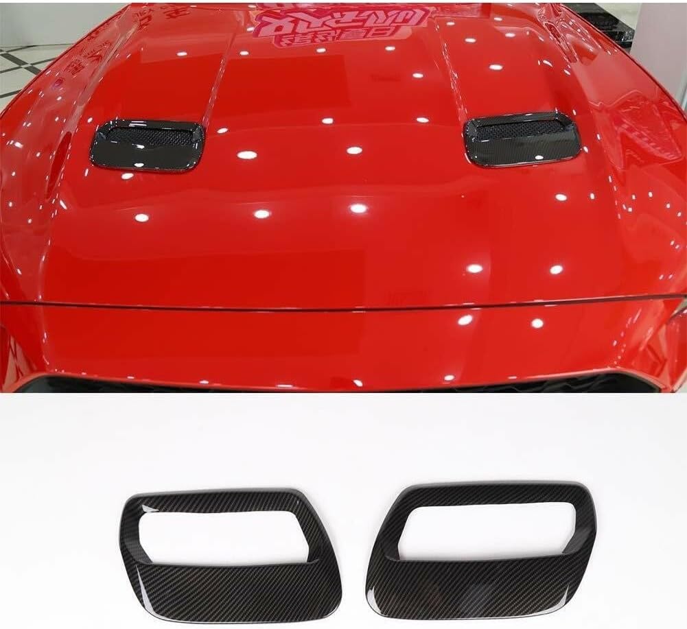 Hood Scoop Carbon Fiber Air Flow Vent Cover Trim Bezel for Ford for Mustang 2018-2019 RT-TCZ21191450