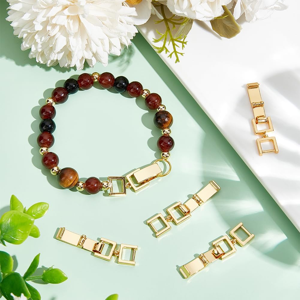 Beebeecraft 1 Box 6Pcs Bracelet Fold Over Clasps 29mm Real 24K Gold Plated Brass Foldover Clasp Extender Jewelry Extension Fold Over Clasp for Jewelry Making Bracelet Necklace Supplies DIY Crafts - Image 4