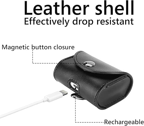 Vista 2 de Geekria Funda protectora de transporte compatible con Apple AirPods 4/Pro 2, funda de cuero con clip, soporte duradero para cinturón (negro)