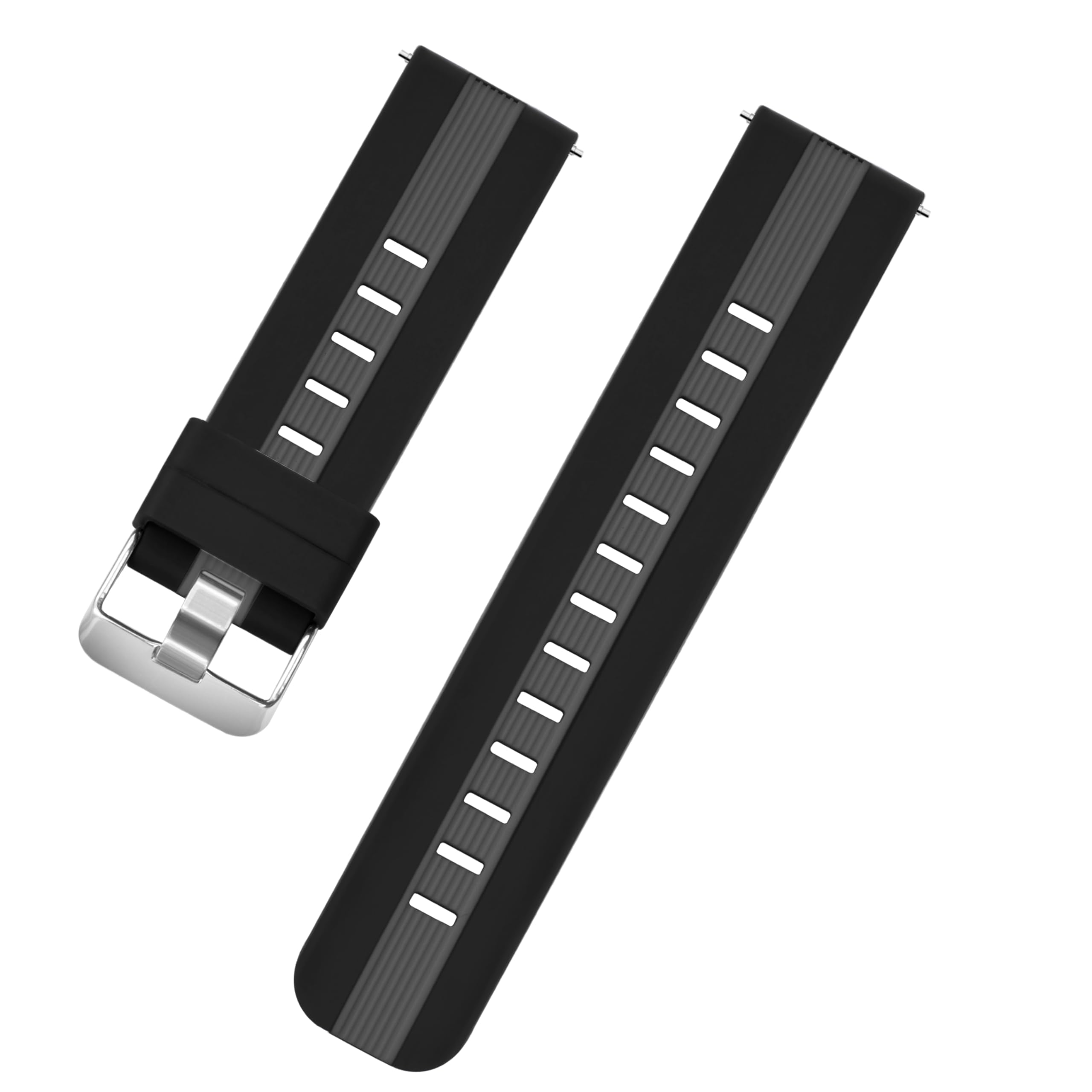 TIMEWEAR 22mm Black Grey Silicone Replacement Watch Strap with Stainless Steel Buckle, Compatible with Boat, Noise Colorfit, Fireboltt, Samsung, Amazefit & watches with Lug Width 22mm (B0D8BQHZXJ) Amazon Price History, Amazon Price Tracker