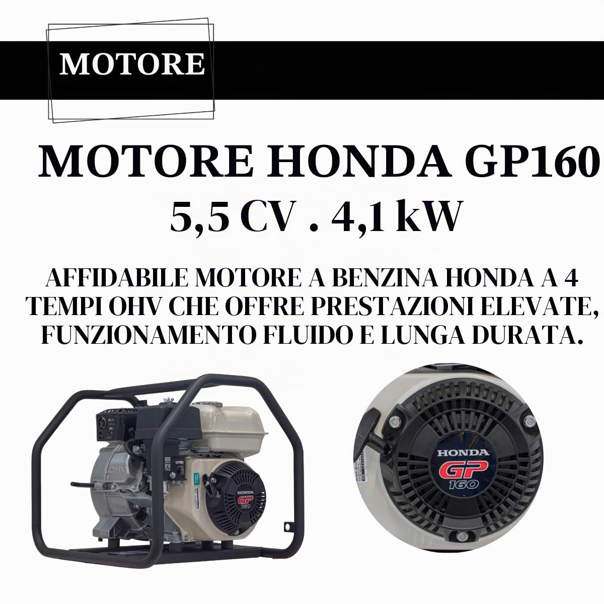 Pompa Acqua Sporca a Benzina 45.000 l/h 30 m, Motore Honda GP160 5.5 HP, Autoadescante 7 m, Passaggio Solidi 23 mm, Pompa Professionale per Fango e Cantieri, WASPPER WP30D-H