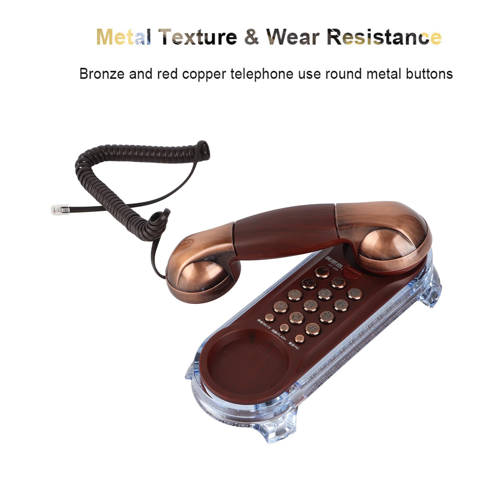 Telefon Antike Retro Wandtelefon Kabelgebundenes Telefon Festnetz Modetelefon für Home Hotel(Rote Bronze)