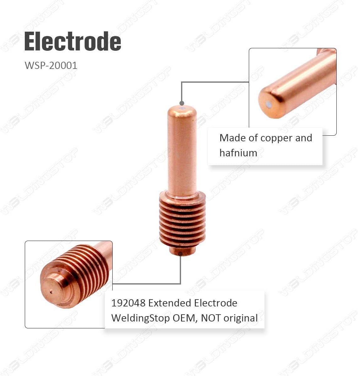 Plasma Extended Electrode Tip For Miller Spectrum 625 Cutter ICE-40C/40T/55C Torch PK-20