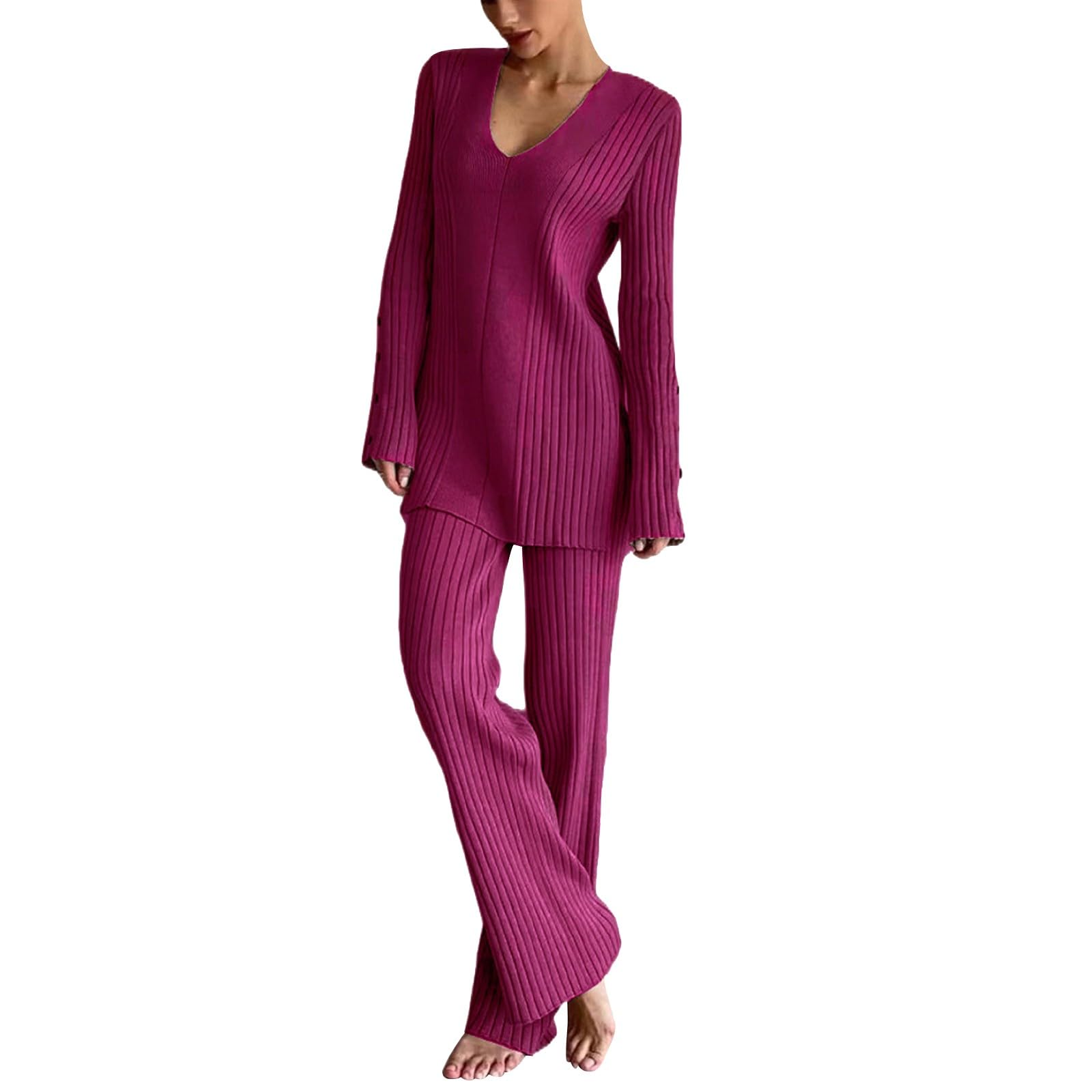 Conjunto de mujer de punto Tailleur mujer elegante oferta mono de moda mujer lindo mono elegante mujer curvy mono casa mujer completo mujer invierno conjunto suéter y pantalones rectos