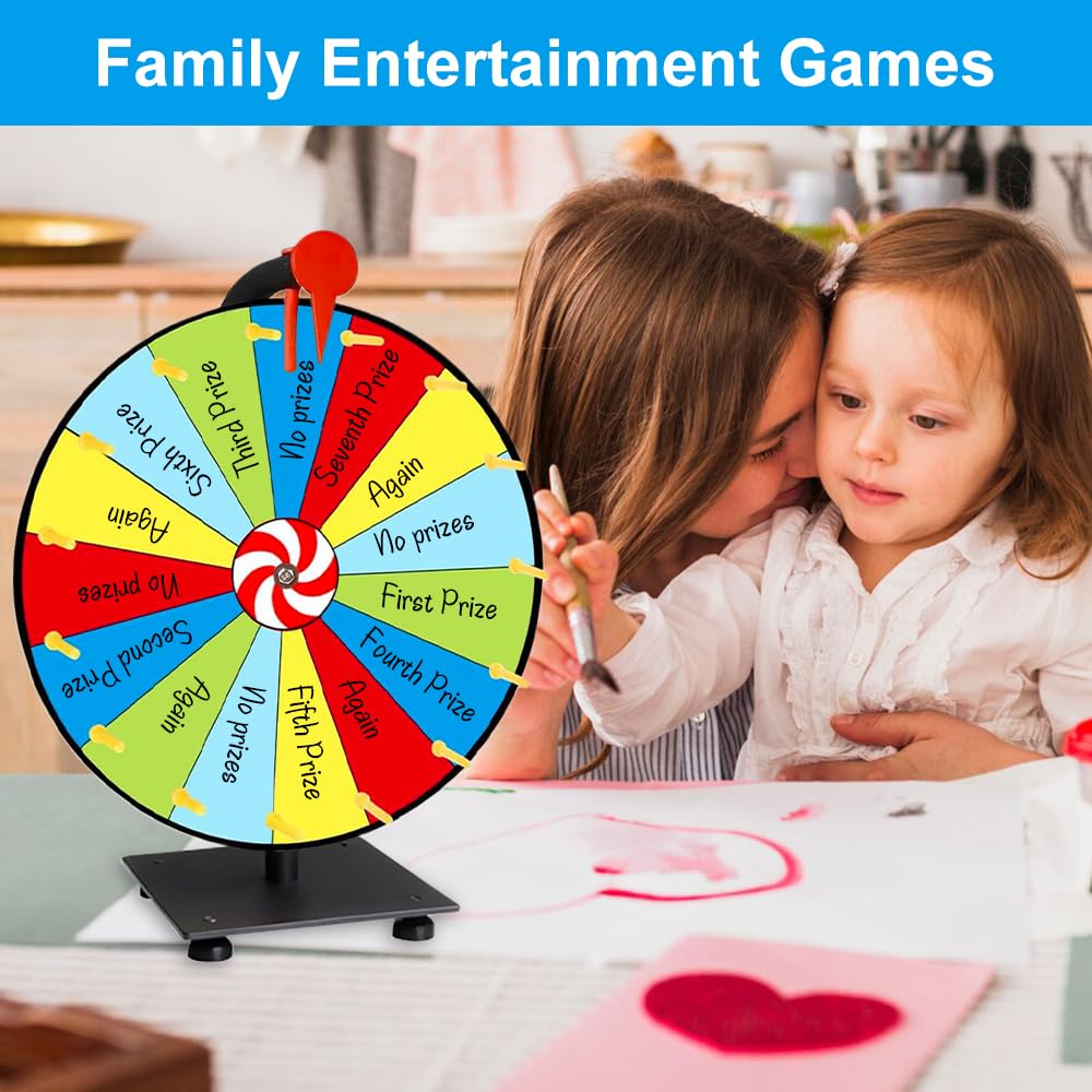 Ruota della Fortuna per Girare, Giocattolo con Gomma e Pennarello, 15 Slots Spinning Prize Wheel, Ruota della Fortuna per Giochi della Lotteria, Giochi di Parole, Carnevale