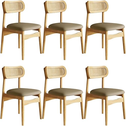 Miniatura 25 de YVYKFZD Sillas de comedor de madera maciza, juego de sillas de cocina sin brazos, silla de comedor con respaldo de ratán, silla lateral cómoda