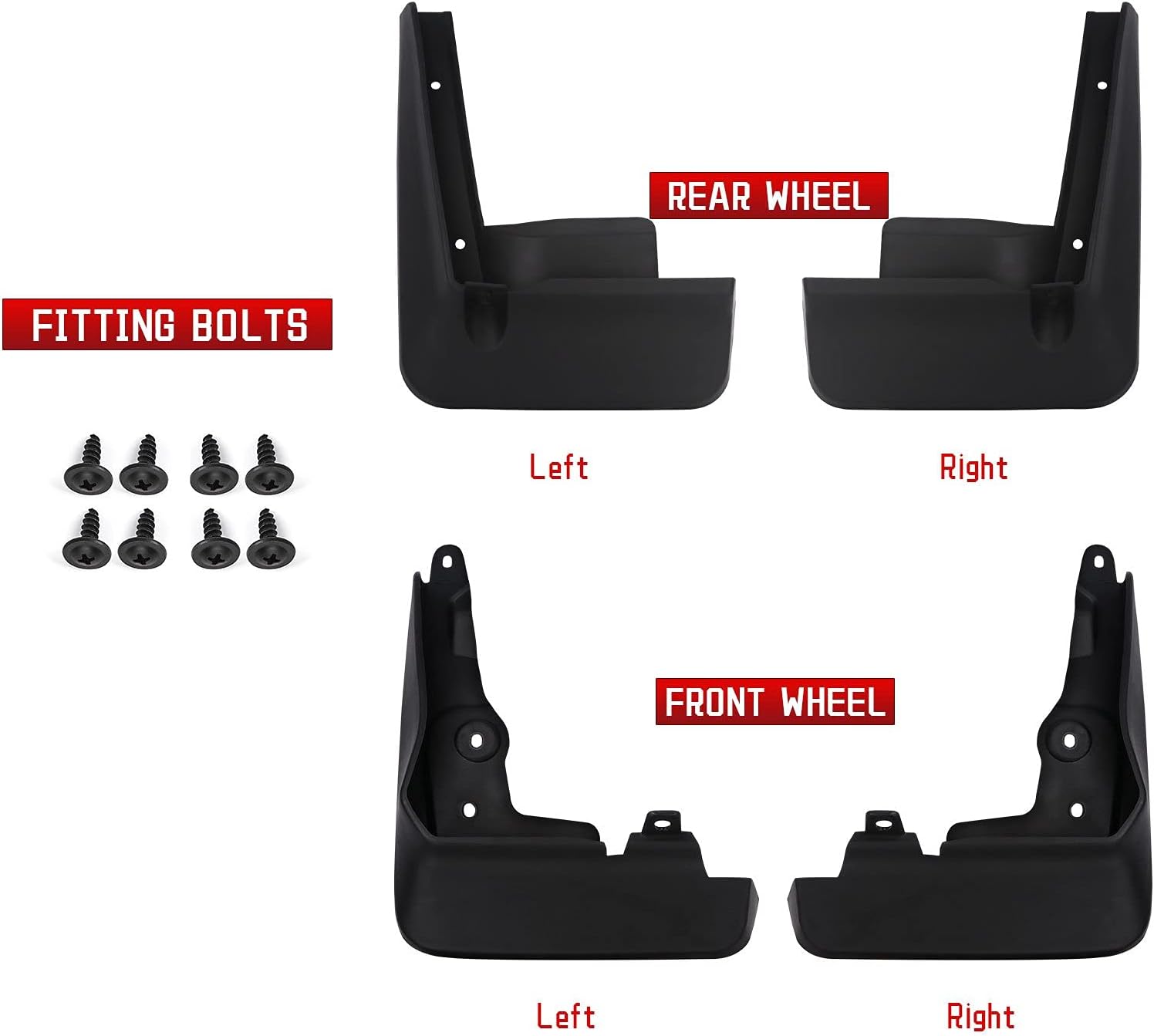 x xotic tech 4PCS Front & Rear Mud Flap Splash Guards Fender Flare Mudguard Dirt Slush Trap Protector w/Hardware Accessories Full Set Compatible with Toyota Corolla 2020 2021 2022 2023 2024