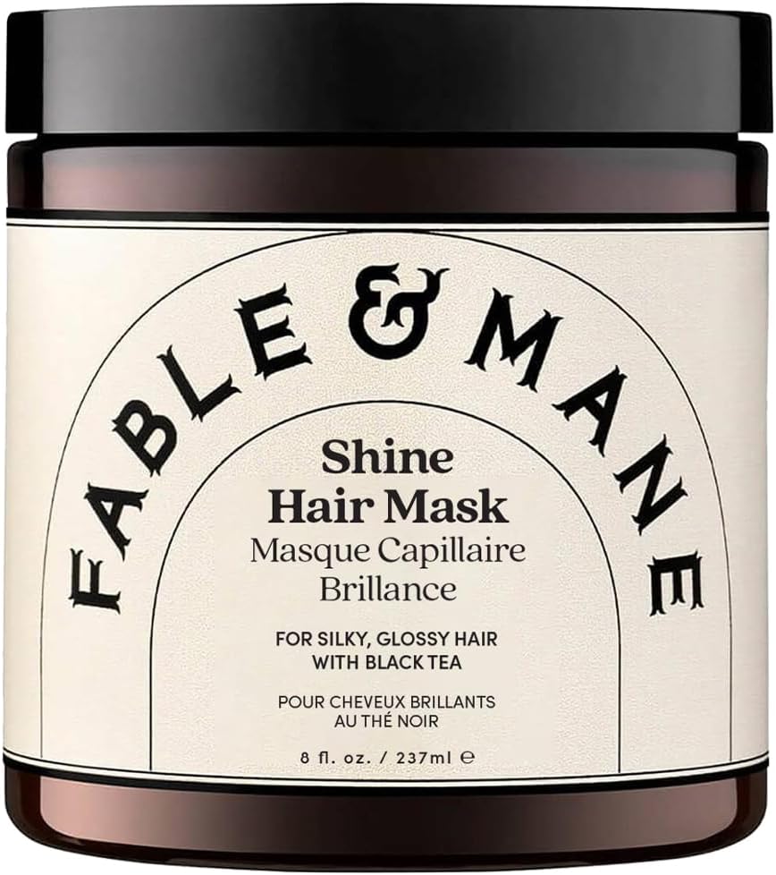 Fable & Mane Shine Hair Mask, Boosts Shine, Tames Frizz and Enhances Colour with Black Tea. 3-Minute, Chai-scented, Hair Gloss Treatment