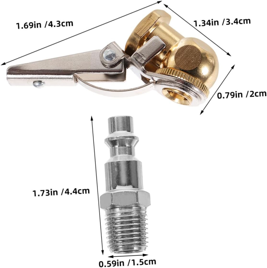 PRETYZOOM Locking Tire Air Chuck 1/4" Npt Threaded Copper Adapter 4pcs Set with Clip, Quick Connect Tire Inflator Nozzle for Car and Truck Air Pump Accessories