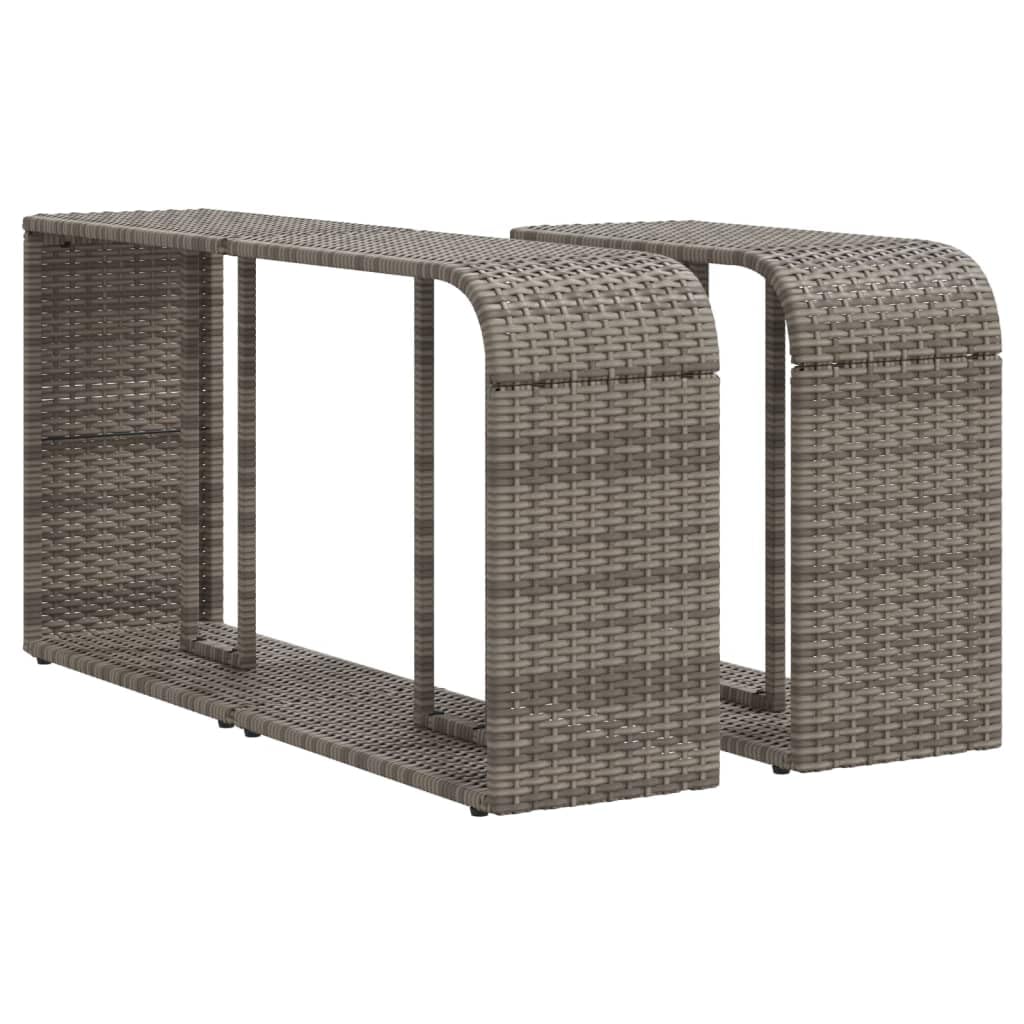 Outdoor-Regal Set aus Poly-Rattan, 2er Set Gartenregale für Pool und Terrasse, Wetterfestes Stauraum-Regalsystem, Grau