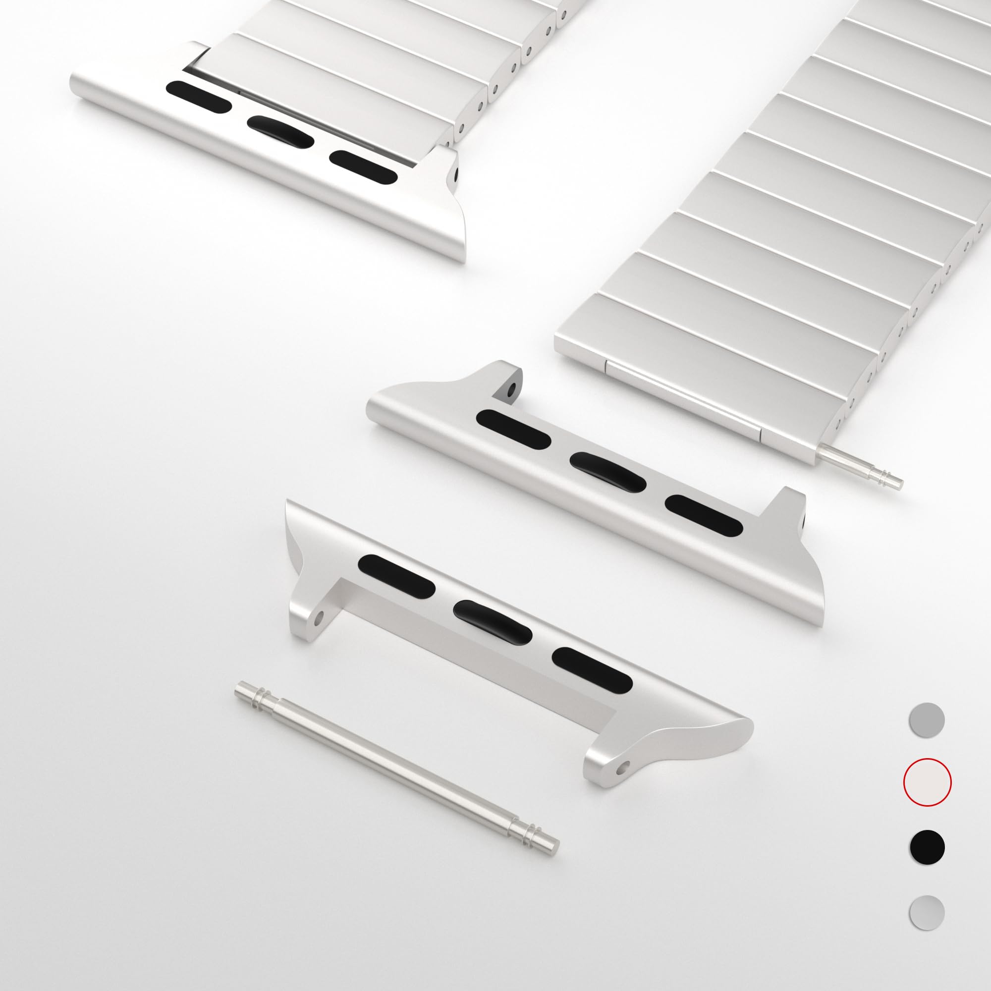 FUNSTONE Watch Band Connectors Stainless Steel Spring Bar Watch Strap Adapters Metal Connection Adapter with Replacement Tool for Apple Watch Ultra 2 Ultra Series 1-9 SE (42/44/45/49mm-20mm, Silver)