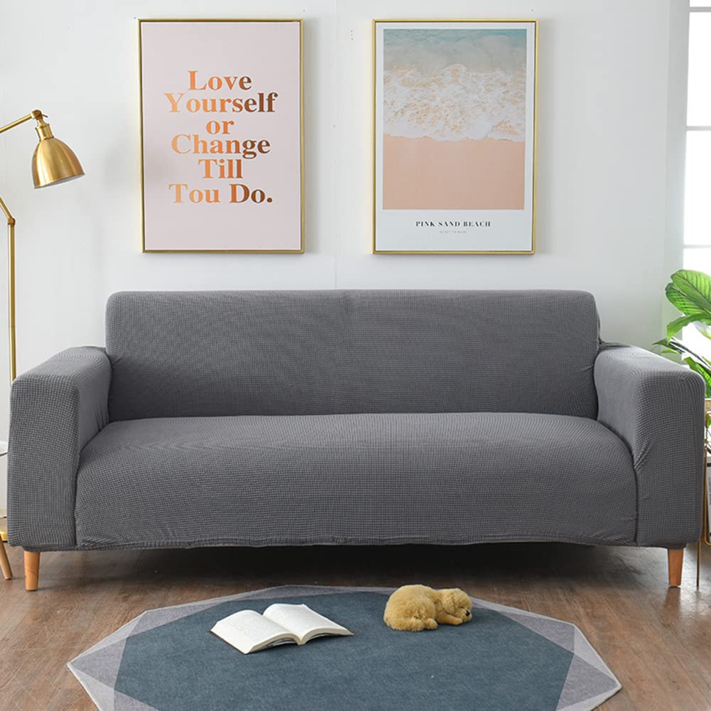 Housse de canapé extensible en forme de L en polyester B ajustement parfait