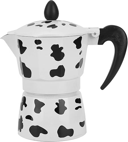 Cafetera de aluminio - Cafetera - Olla de color vaca leche - para el hogar, oficina café (3 tazas leche vaca color 5.1 fl oz)