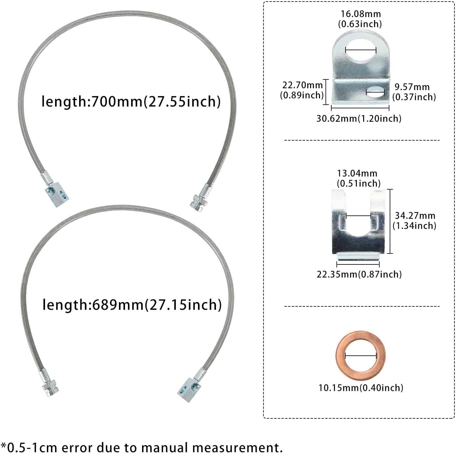 89715 Stainless Brake Lines, Front and Rear Extended Brake Lines (89702 & 89703) Compatible with Jeep Wrangler YJ TJ Rubicon 1987-2006, Jeep Cherokee XJ 1984-2001 for 4-6" Lift