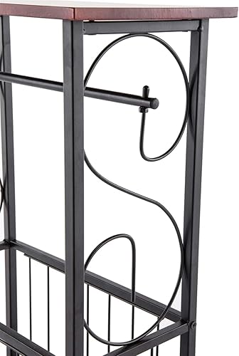 Miniatura 6 de Mesa auxiliar con estantes de almacenamiento para estación pequeña, mesa auxiliar de sala de estar, mesa de noche industrial retro, color marrón,