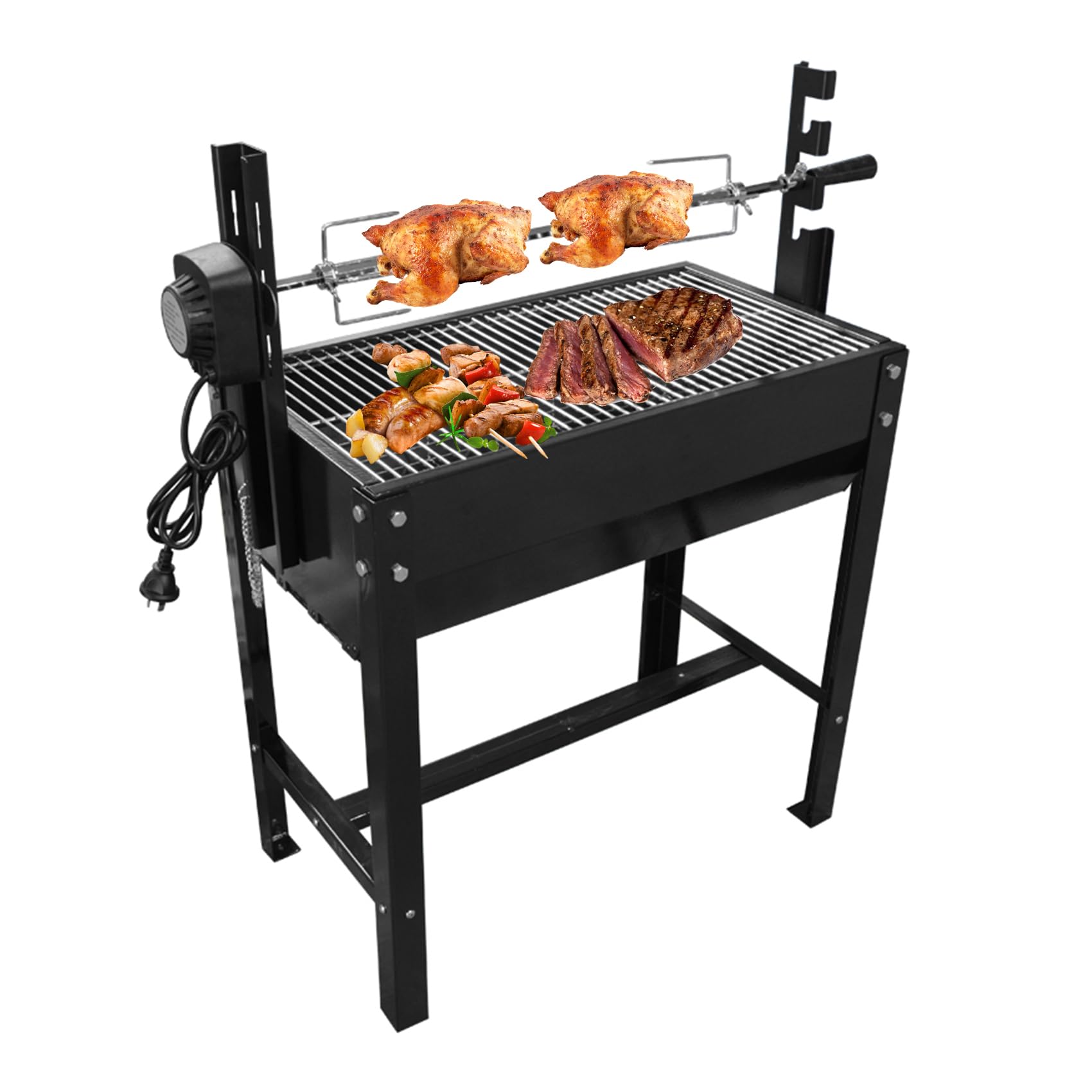 Amazon | 回転型 バーベキュー コンロ 回転式 丸焼きロースター 2-in-1