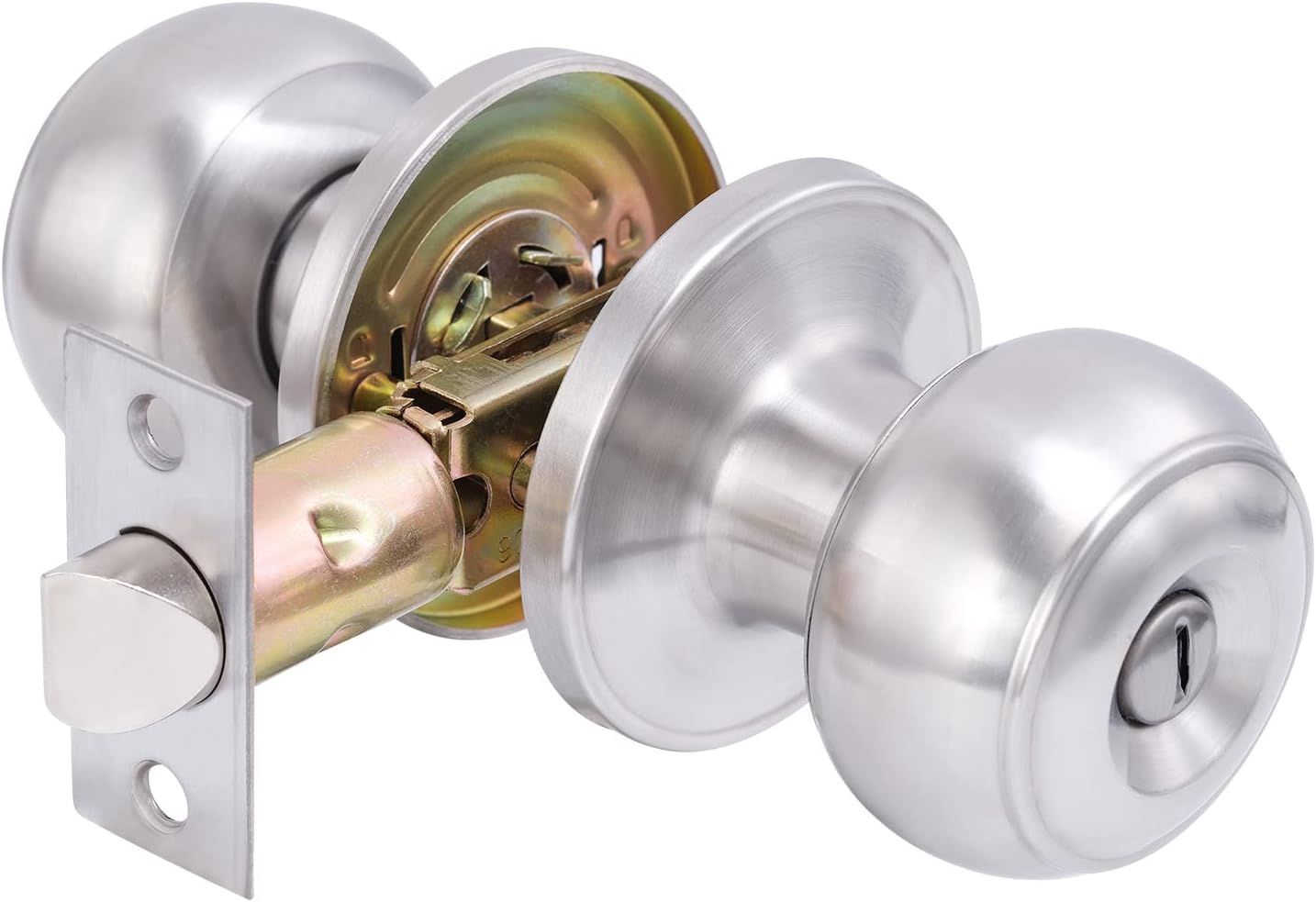 Privacy Door Knobs Brushed Nickel Finish No Key, Interior Keyless Door