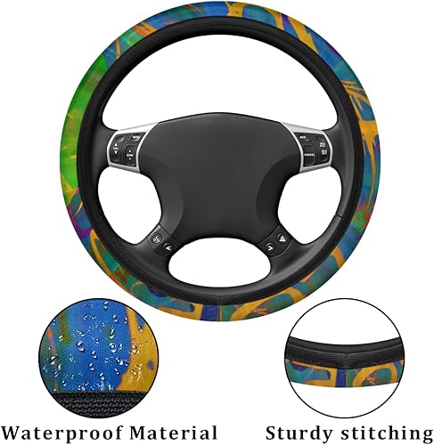 Miniatura 3 de Funda para volante de automóvil, antideslizante, suave, transpirable, universal, de 15 pulgadas, para mujeres y hombres, compatible con autos, SUV,