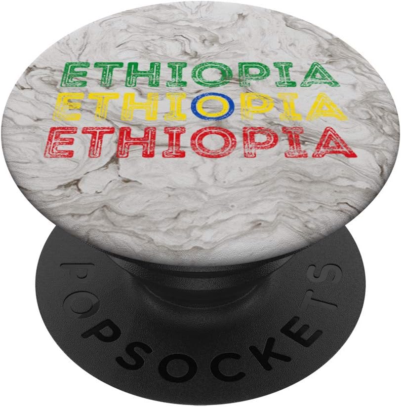 Ethiopia Text Flag - Minimalist Ethiopian Design PopSockets PopGrip: Swappable Grip for Phones & Tablets