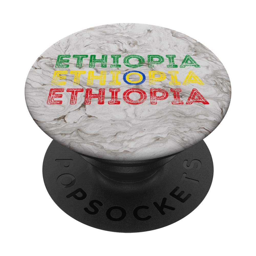 Ethiopia Text Flag - Minimalist Ethiopian Design PopSockets PopGrip: Swappable Grip for Phones & Tablets