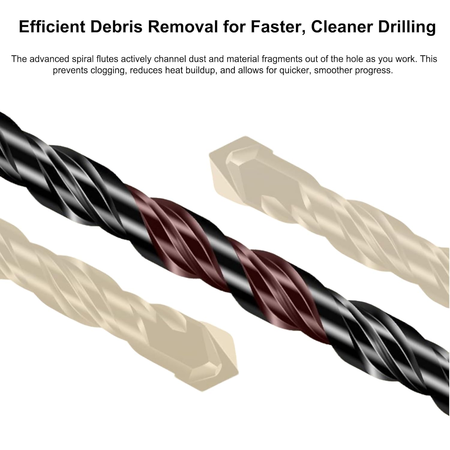10Pcs Extra-Long Glass and Tile Drill Bits Set, 135° Carbide Spear Tip, Spiral Flutes, 3-Flat Shank, for Bathroom Tiles, Masonry Walls, Wood (12x200 mm (1/2"x8"))