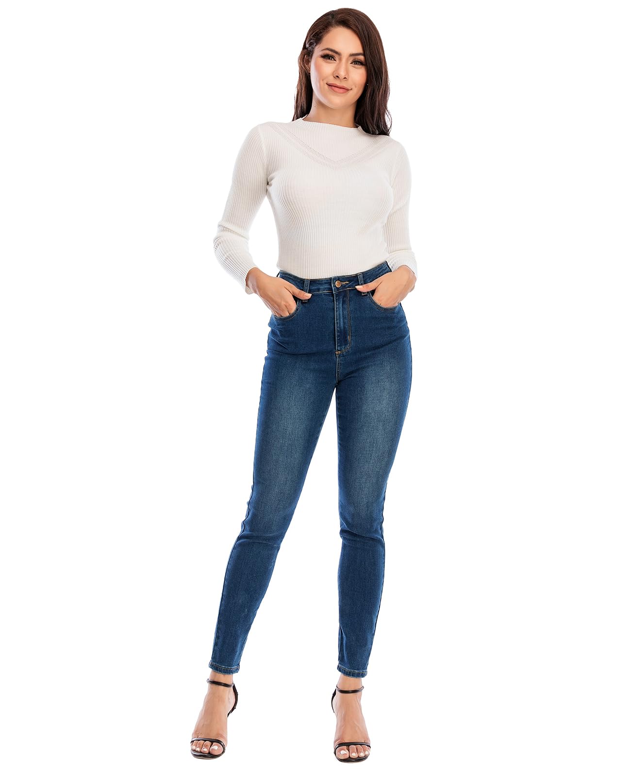 Ecupper Vaqueros Skinny Fit para Mujer, Vaqueros Slim de Cintura Alta, Vaqueros Estirables para Mujer