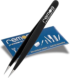 REMOS - Pinzas para astillas con punta extrafina, acero inoxidable, 9,5 cm, color negro