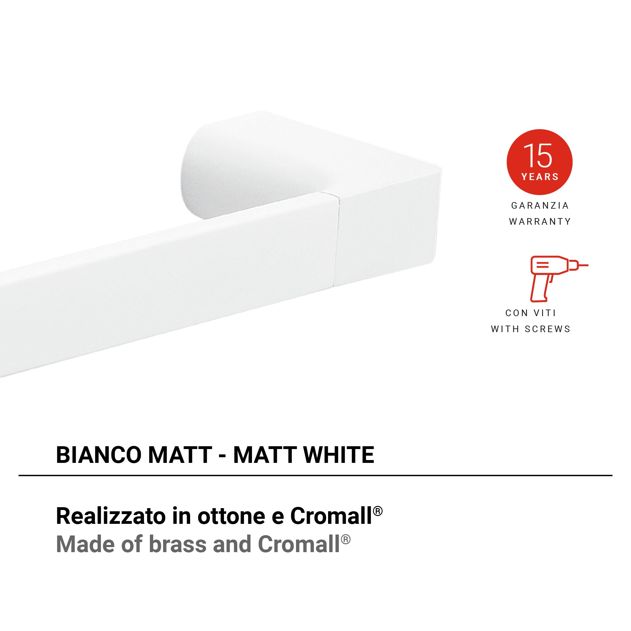 Gedy Pirenei Towel Bar 35 cm Matt White, Matte White - Image 2