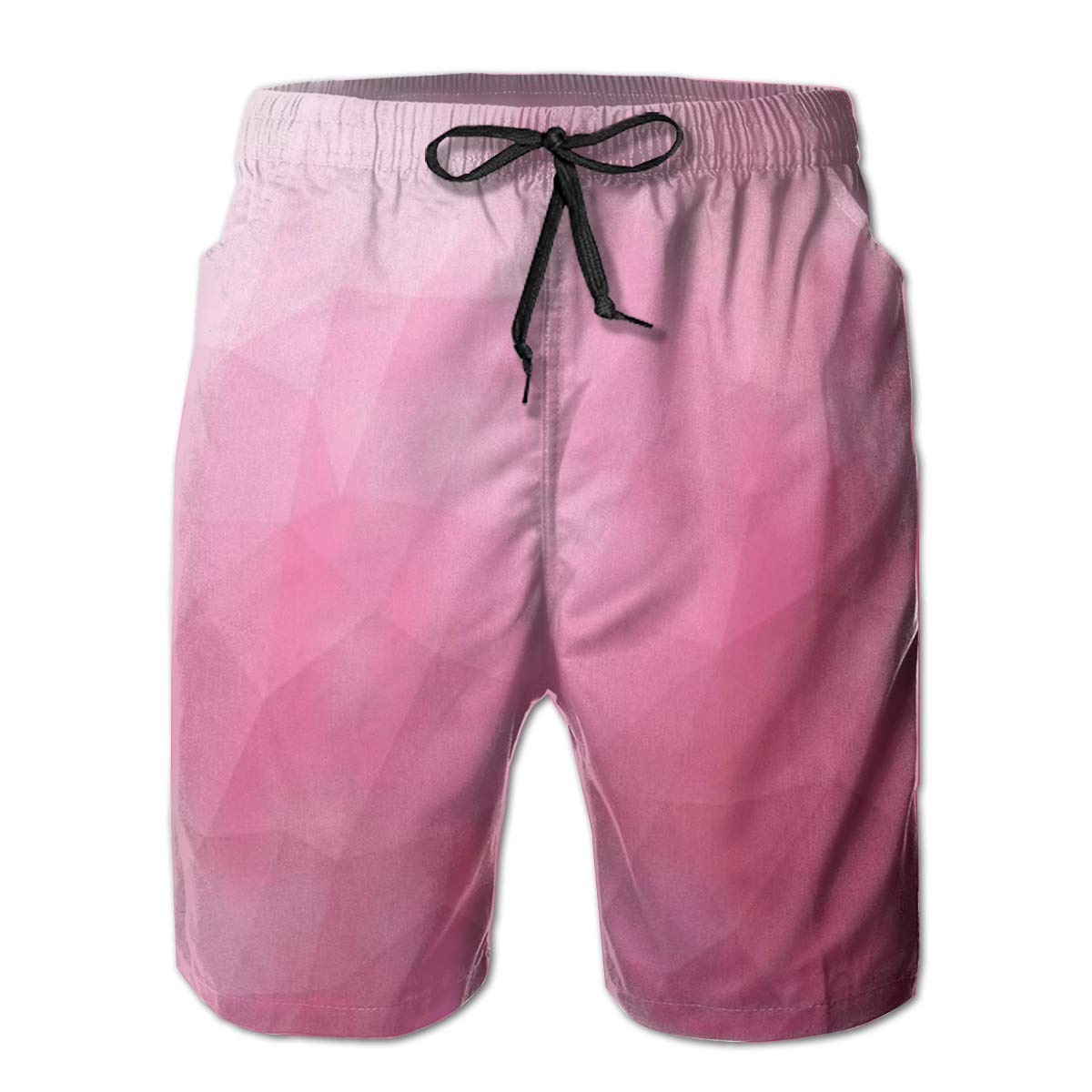 Men Swim Trunks Beach Shorts,Abstract Various Shades of Gradient Toned Pink with Fragmented Effects Design XL