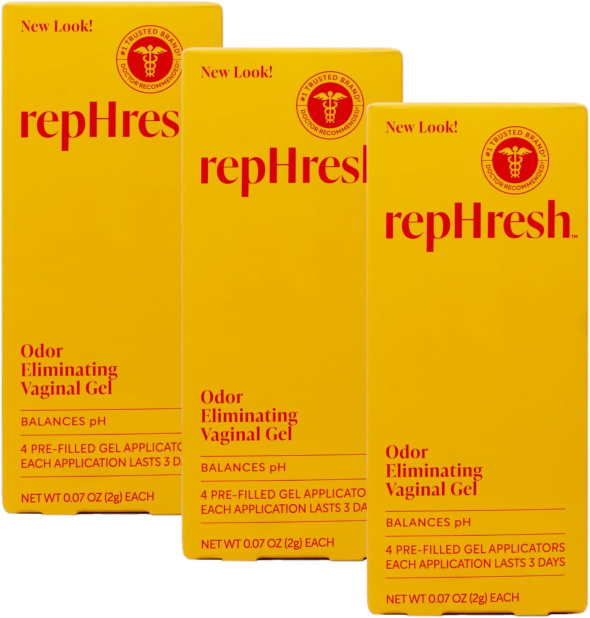 RepHresh Vaginal Gel, 0.07 Oz Each, 4 Count (Pack of 3)