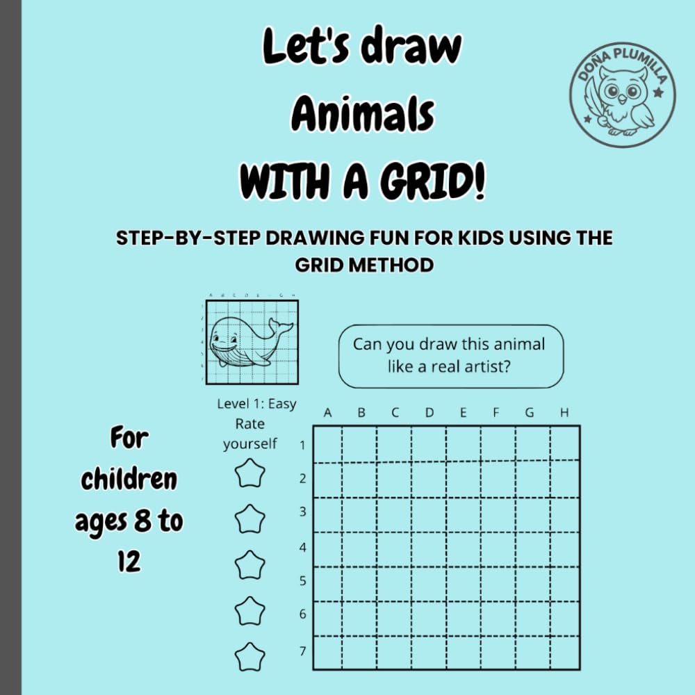 Let's draw Animals with a grid!: Step-by-step drawing fun for kids using the grid method. Children ages 8 to 12