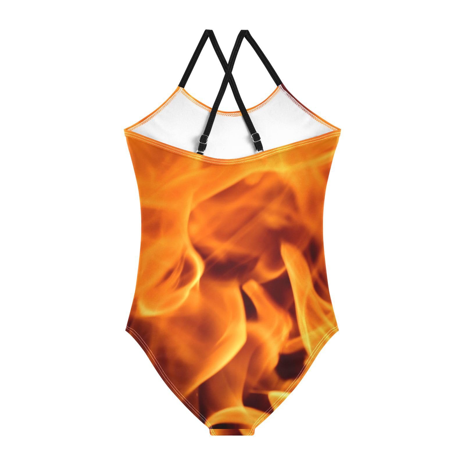 Fire Flame Girls One Piece Swimsuits; 3-10 Years Halter Swimwear Beach Bathing Suit