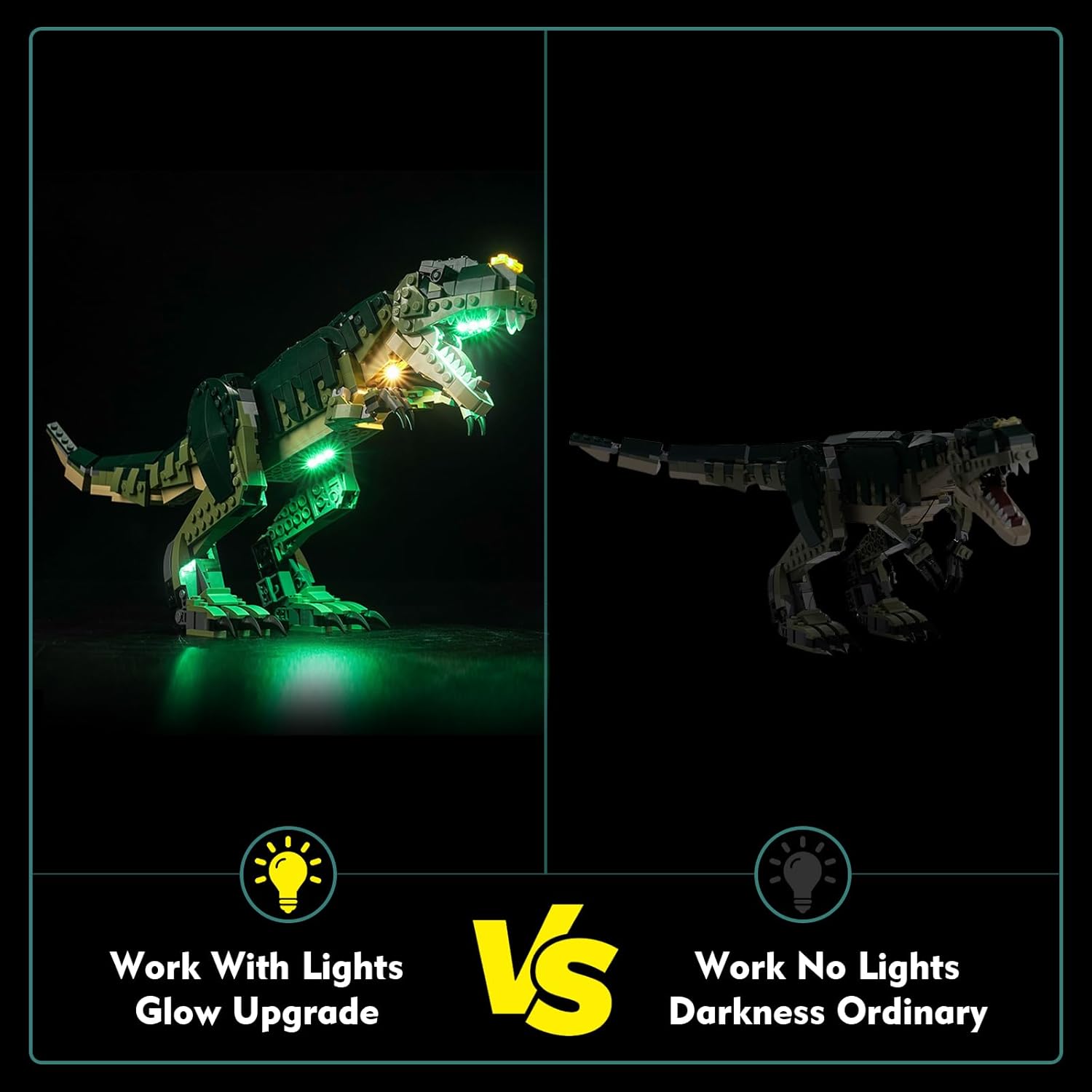 LocoLee LED Light Kit Compatible with Lego 3-in-1 T. rex - No Models Only Light, Creative Lighting Set Accessories Compatible with Lego T. rex 31151 Set