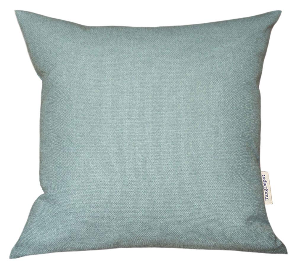 TangDepot Blend Linen Handmade Solid Decorative Throw Pillow Covers/Pillow Shams, Thick and Soft Square Pillow Covers, Cushion Covers, Pillowcase - (16"x16", Light Blue)