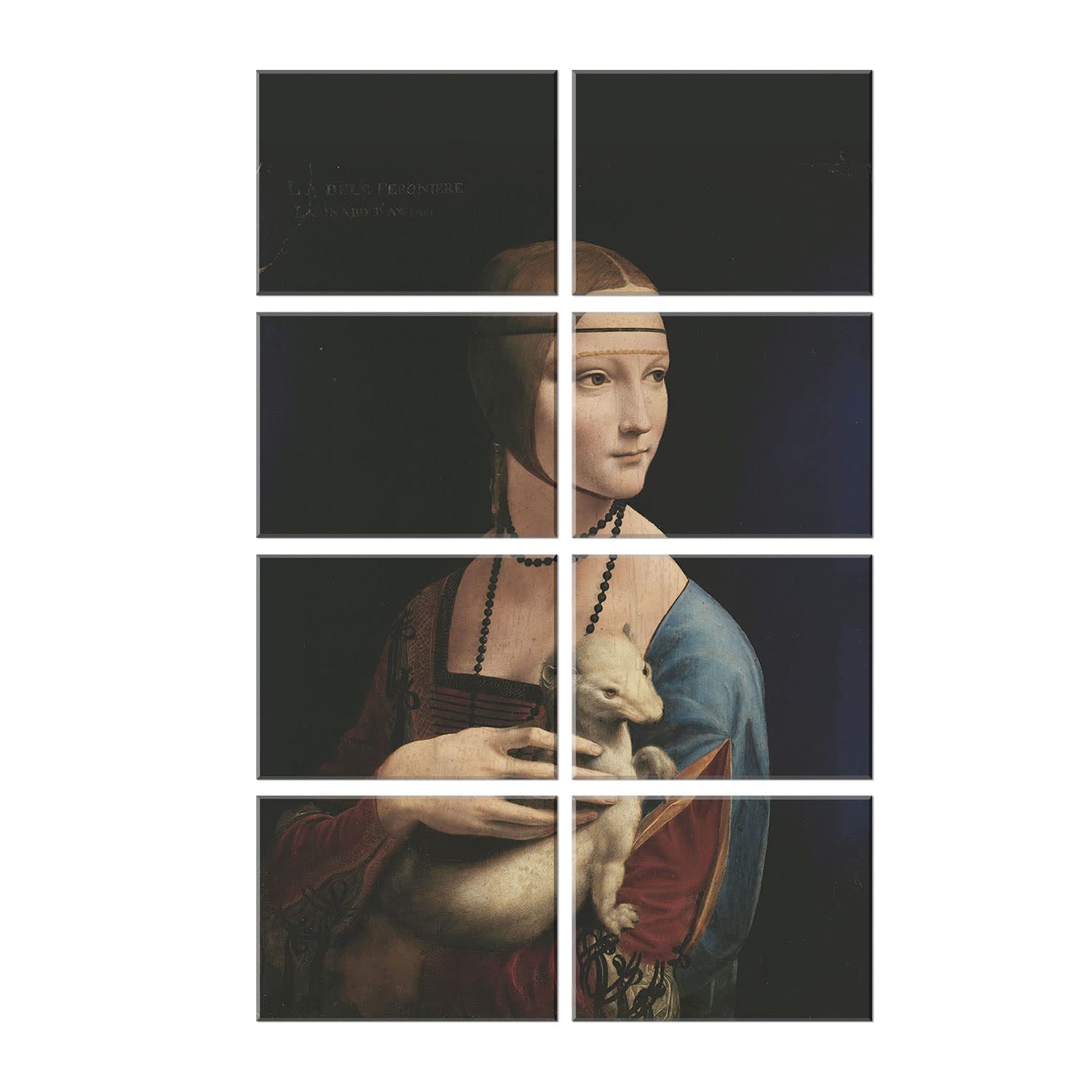 JBER Art Acoustic Panels Decorative,8 Pack Decorative Acoustical Wall Panels With Self Adhesive,Suitable For Recording Studio,Home Soundproof Wall Panels,48X32inch (WOMAN HOLDING ERMINE)