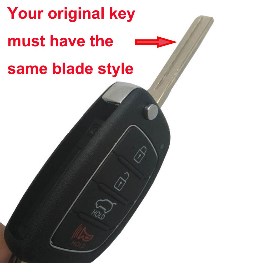 Replacement Key Fob Case Shell Fit for Hyundai Sonata Santa Fe Keyless Entry Remote Control Key Fob Cover Casing with Uncut Blade Blank and Screwdriver (Black)