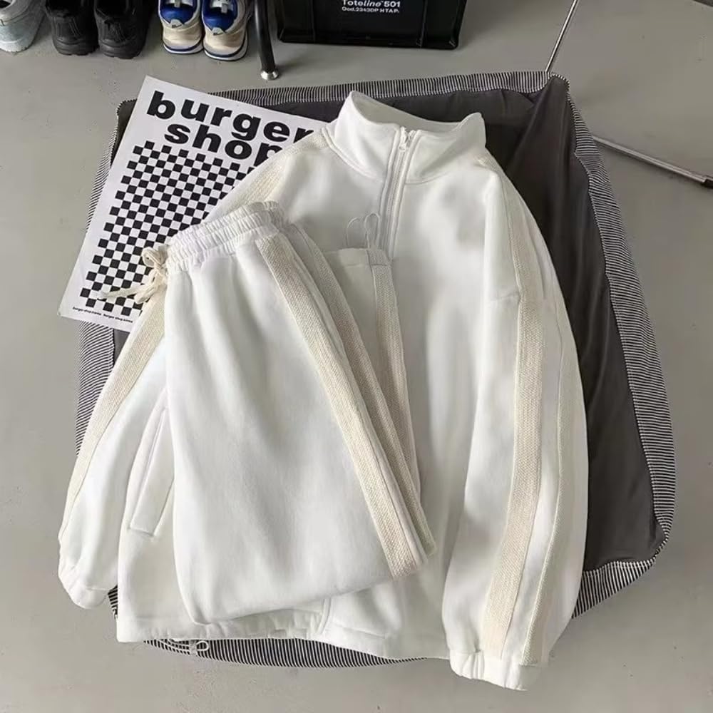 [TAKEY] ライン柄 スウェット 2点 セットアップ ジャージ 韓国 カジュアル 部屋着 春秋 男性用カーディガン衛衣セット青年