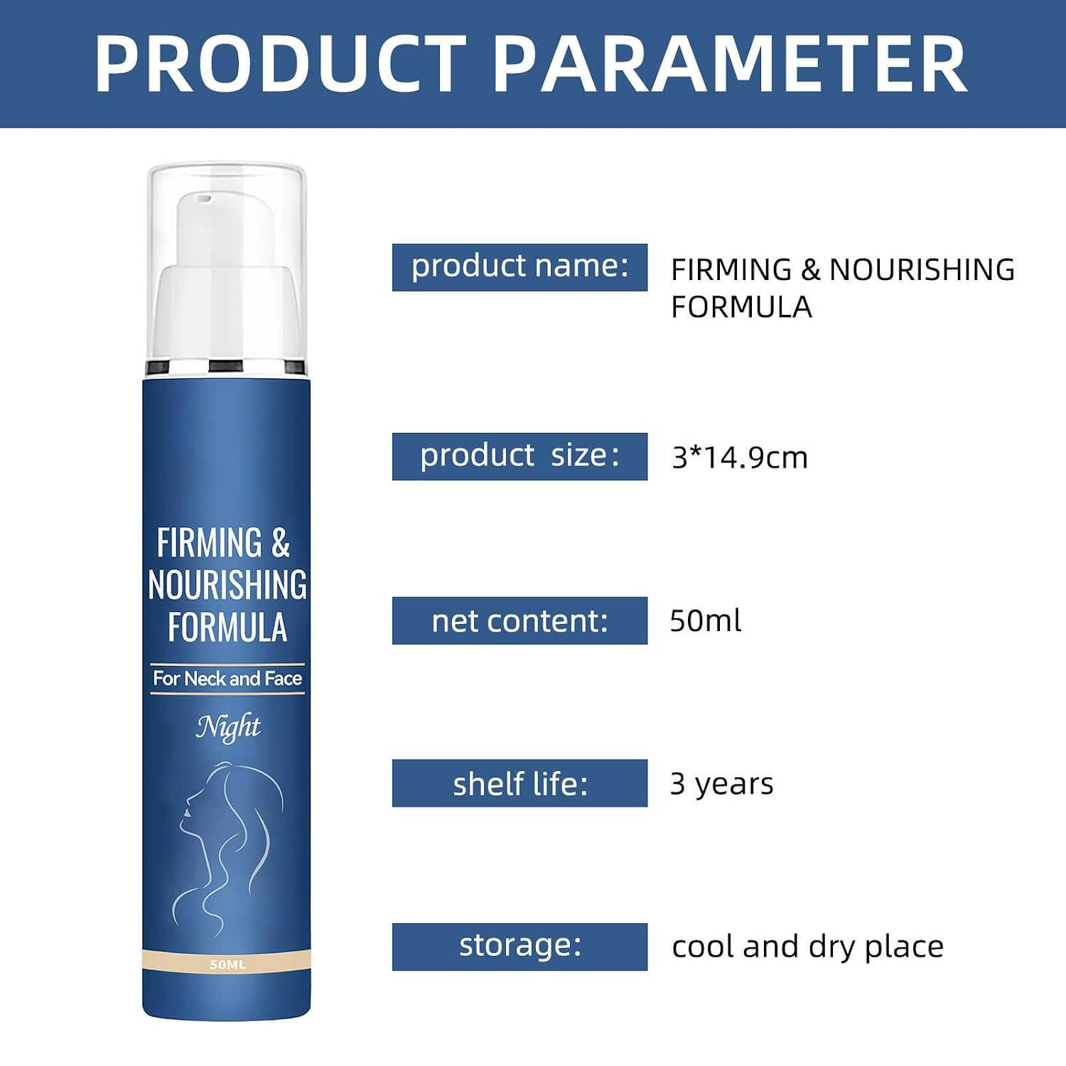 Firm and Restore Formula Night Cream for Face & Neck, Hydrating Moisturizer with Marine Ferment & Hyaluronic Acid, 50ml